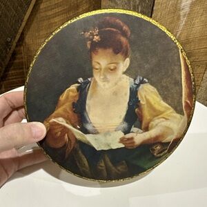 Vintage Thornes Confectionery Tin, Jeune Fille, Jean Raoux Leeds, England